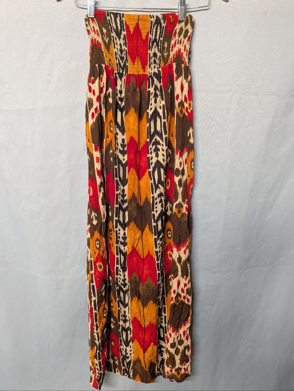 Poetry Tribal-Print Maxi Dress in Red, Mustard & Brown Size Medium
